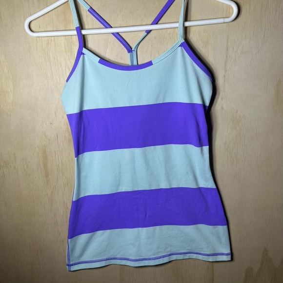 Women's Lululemon Power Y Tank *Luon Light Size 4 - Bold Stripe Power Purple - Picture 3 of 10